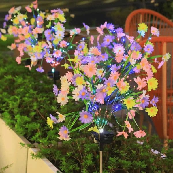 Lamp 7 Powered Head Solar Small Wild Chrysanthemum Waterproof LED Stake Light Plug-in Design Simulation Flower.R260606