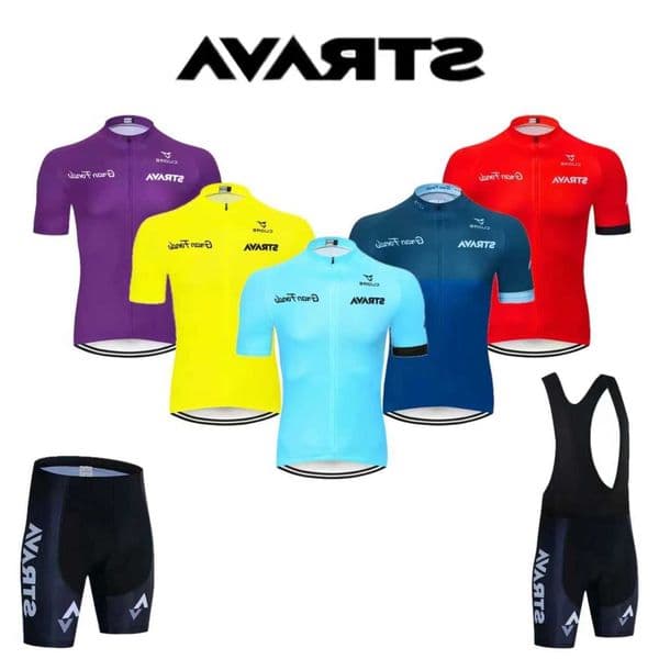 Mens 2024 Strava Cycling Set Cycling Jersey Short Sleeve Bicycle Cycling Clothing Kit Mtb Bike Wear Triathlon Maillot Ciclismo.R260606