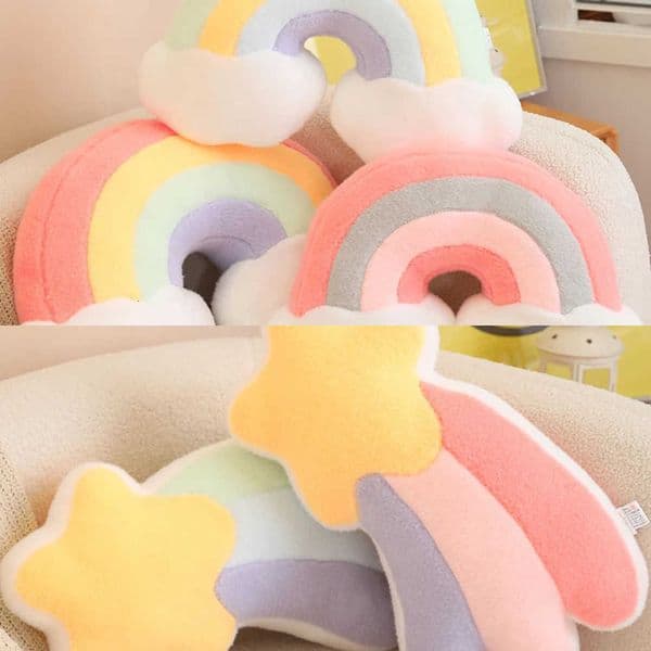 Star Candy Color Rainbow Cloud Moon Plush Stuffed Soft Flower Toy Throw Cushion Home Sofa Decor Gift for Friend L260606