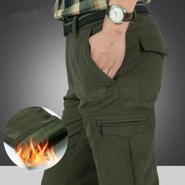 Mens Winter Fleece Tactical Pants Warm Cargo Pant Hunting SoftShell Work Trousers Shark Skin Thick Warm Waterproof Pants M-4XL 260605