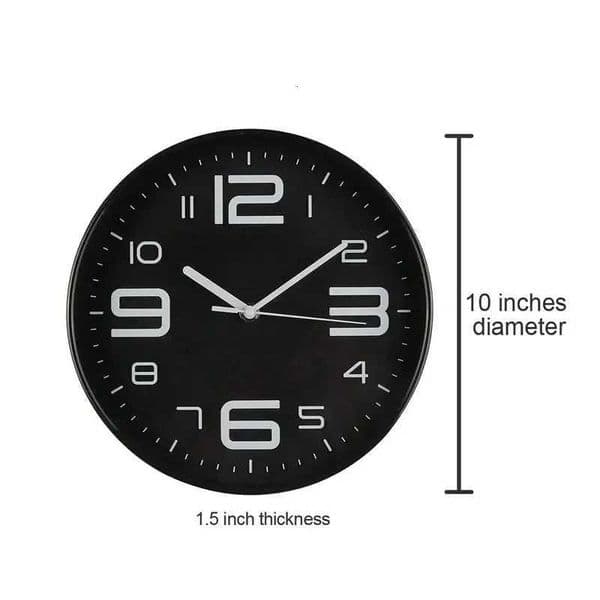 3D 10 Inch Indoor Big Number Silent Wall Clock Quiet Movement Wall Clocks Battery Operated J260606