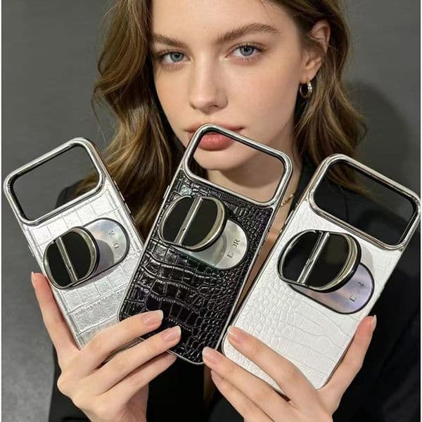 DI designer Phone case Holder Folding Cosmetic Mirror Double Side Portable Hd Make-up Makeup Mirror for iPhone 17 Pro max 16 15 14 phone case with Gift Box