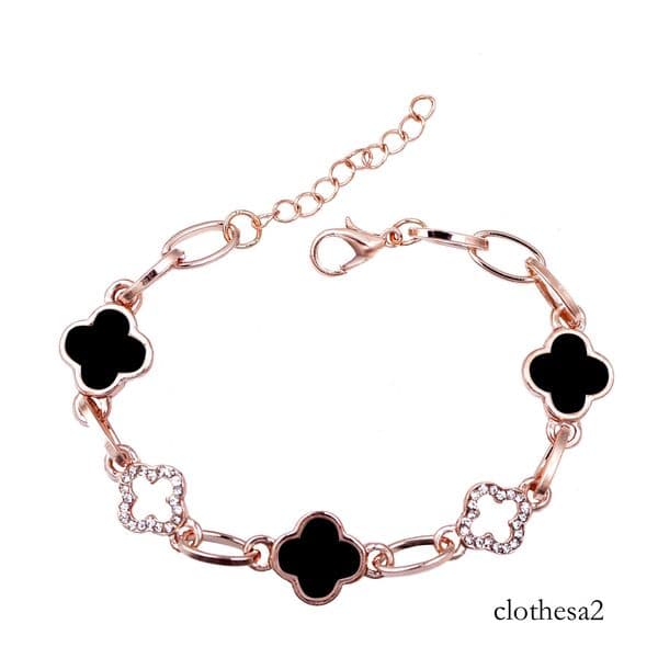 Women's Fashion Titanium Steel Four-leaf Clover Bracelet Adjustable Charm Bracelet Non-tarnish Lucky Chain Gift for Girlfriend