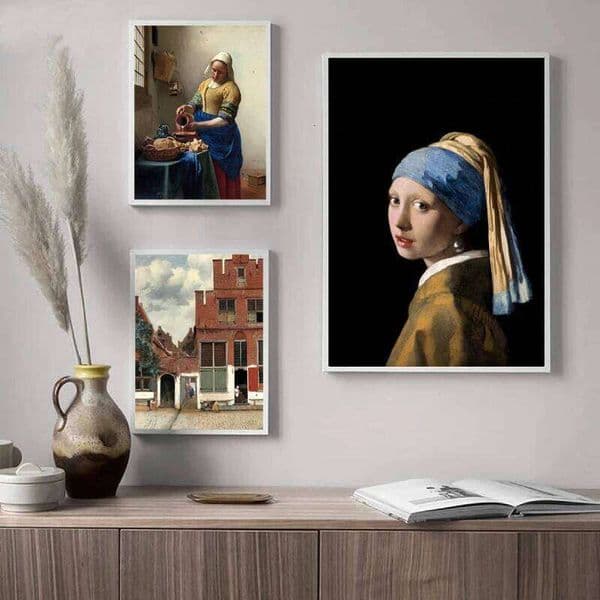 Girl with a Pearl Earring by Johannes Vermeer Gallery Wall Art Canvas Painting Poster The Milkmaid Prints Living Room Decor 26L0606