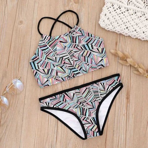 Set Children Suit 7-14 Swimwear Swimsuit Summer Years Biquini Infantil Bathing 2026 Kids Girls Bikini Print dongdumaoyi Falbala Y260602