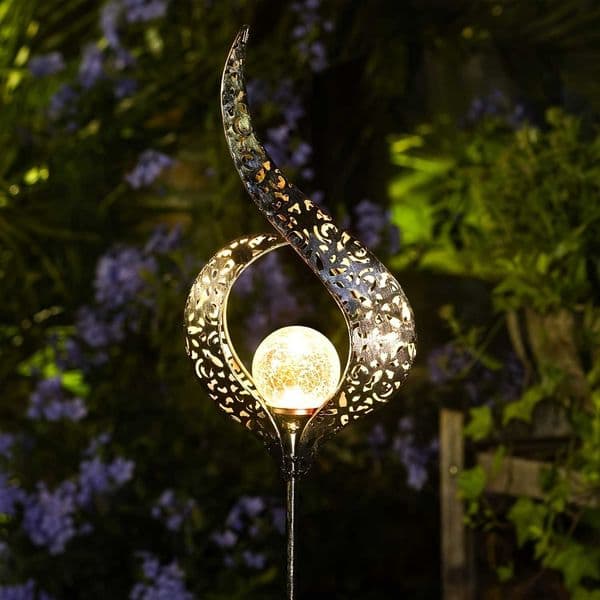 Light Outdoor Garden Solar Statue Outdoor Solar Lights Garden Stake Lights Crackle Glass Globe Stake Lights for Pathway Lawn.R260606