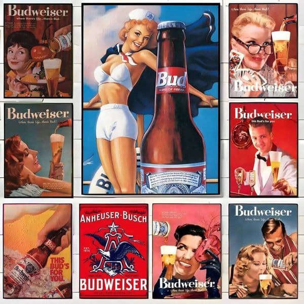 Tin Sign Budweiser BEER Signs Funny Metal Wall Art Print Poster Decorative Mural Home Decor Gift Unframed 26L0606