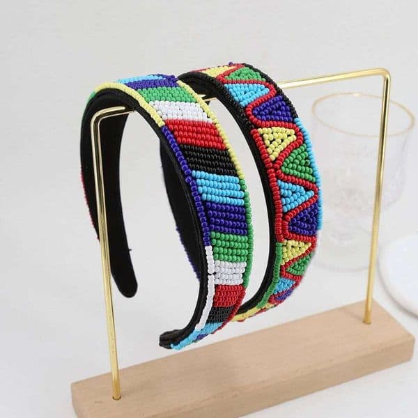 High Quality Vintage Bohemian Ethnic handmade beads Headband for Women Girl Elastic Band Retro Hair Accessories