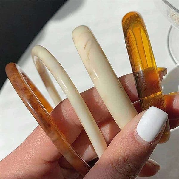Minimalist Geometric Smooth Round Shape Bracelets for Women Vintage Punk Chic Acrylic Cuff Bangles Party Jewelry Gifts