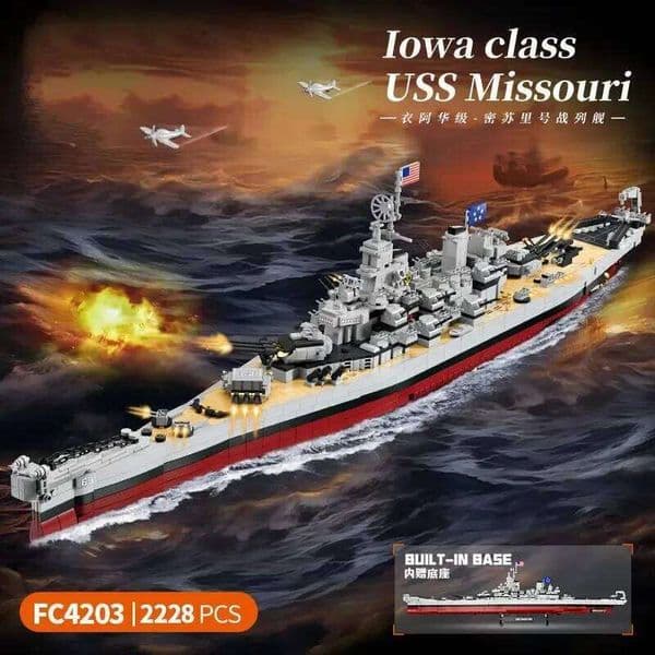 Military Series Missouri Battleship Crusier Model Building Blocks Bismarck Cruiser Boat Bricks Toy Kid Boy Gift Child cb