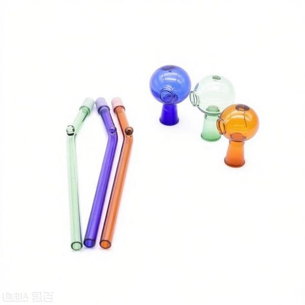 Newest Colorful 10mm Female Glass Oil Burner Pipe Thick heady Curved Bent Hand Tube Water Smoking glass tube Pipes for smoking with Dome nail