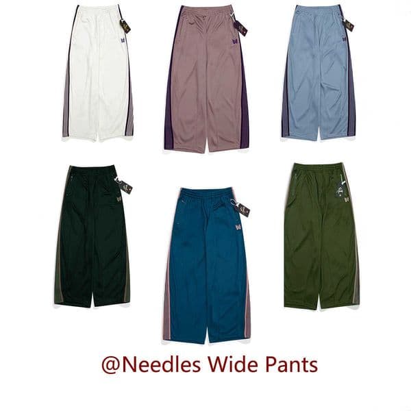 High quality designer clothing Needles Track Pants Butterfly Embroidery Wide-Leg Pants Trendy Loose Sports Trousers Unisex