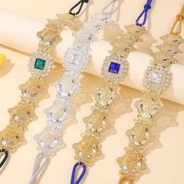 Moroccan Lady's Robe Wedding Belt Jewelry Hollowed-Out Carving Inlaid With Rhinestone Wedding party Body Jewelry Waist Chain 260603