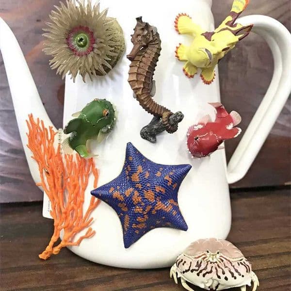 Ikimon Marine Organism Simulated Animal Model Magnet Ball Chain 2 Ballfish Starfish Sea Anemone Seahorse Figures L260606D7IU