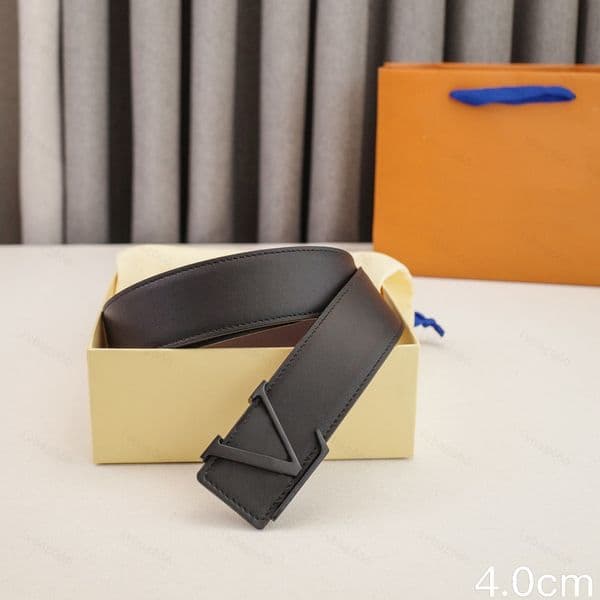 Men's Classic Designer Black Leather Business Belt Gold-tone Buckle Cowhide Waistband 4.0cm Width Premium Daily Professional Office Formal Dress