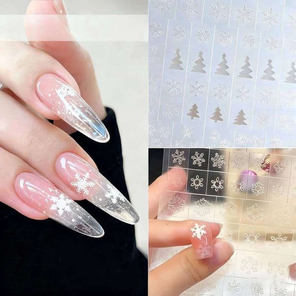 5 Sheets Snowflake Stickers Fireworks Model Hollow Lace Nail Art Decoration Christmas DIY Manicure Spray Template 9b496
