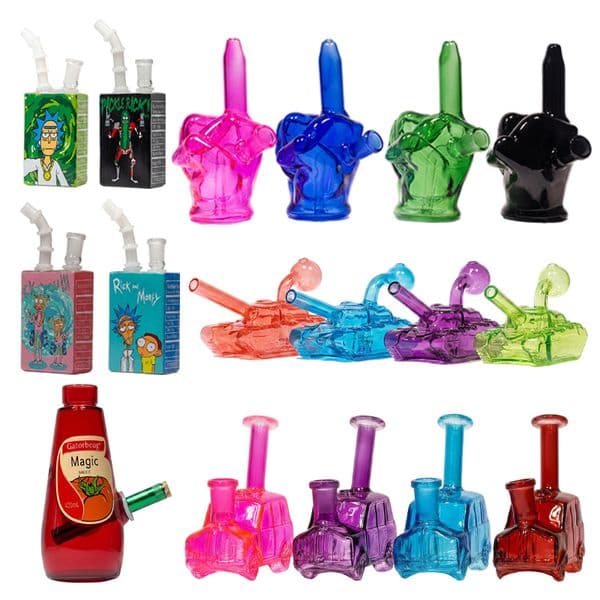 5 Styles Glass Water Bongs Mini Hand Water Pipe Oil Burner Glass Bubbler 14mm