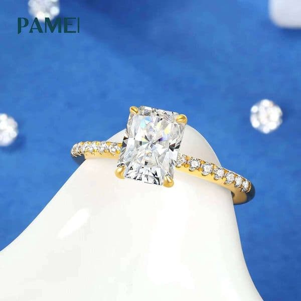 GRA Certified Rings 925 Sterling Silver 1.5ct 2ct Radiant Cut Moissanite Diamond Engagement Promise Ring for Women