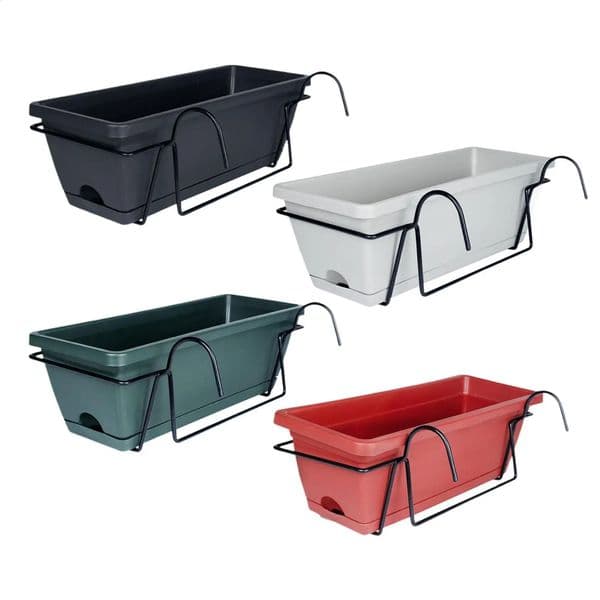 Hanging Flower Pot for Fence And Balcony Box with Drainage Hole Removable Tray 43 X 19 15 Cm 260605