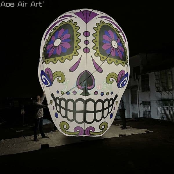 10m height (33ft) Inflatable Skull Halloween LED Ghost Decoration for Holiday/Festival or Haunted House