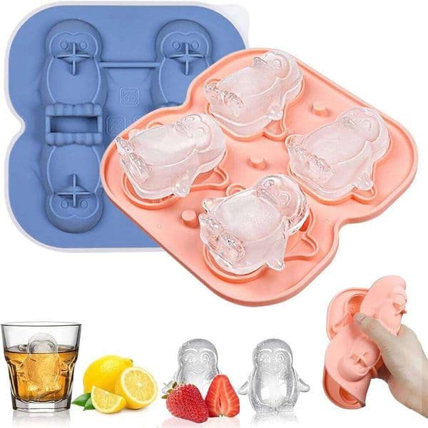 Tray,Silicone Tray with Lid,Penguin Trays for Whiskey Cocktails Gin Beer Juice, DIY Ice Cube Mold df388