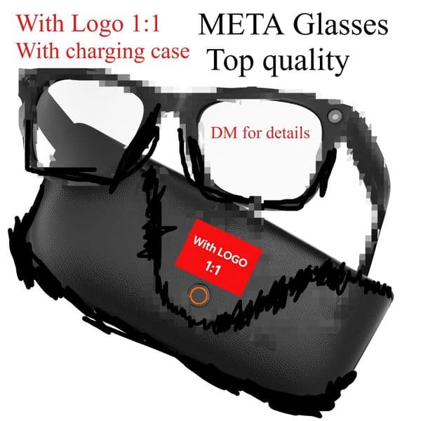 META AI Glasses 1:1 Top quality With Camera,With Charging Case With LOGO Smart Glasses HD Camera, Translation, Music,double lenses,Connect to the APP, iOS And Android