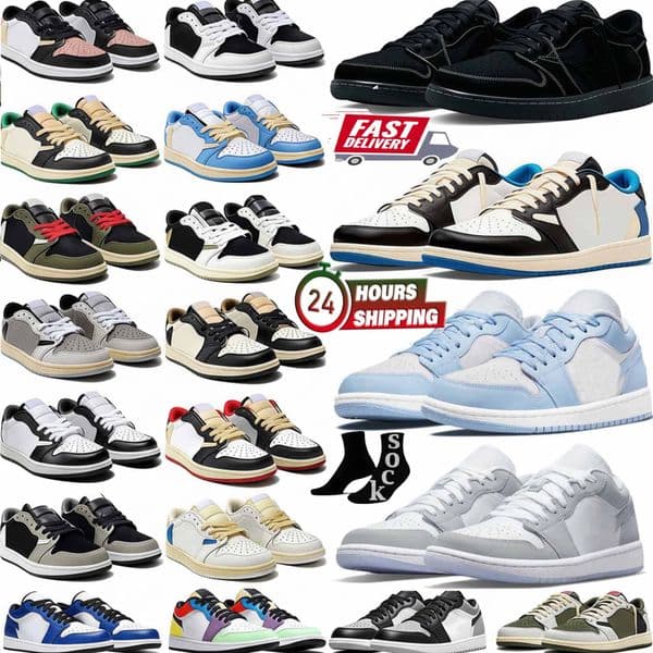 With Box Low Casual 1s Shoes Designer Canary 1s Low Men Basketball Shoes Black Olive Multi Pastel Dark Mocha Fragment Sail Black Chicago Ts UNC Panda Outdoor Sneakers