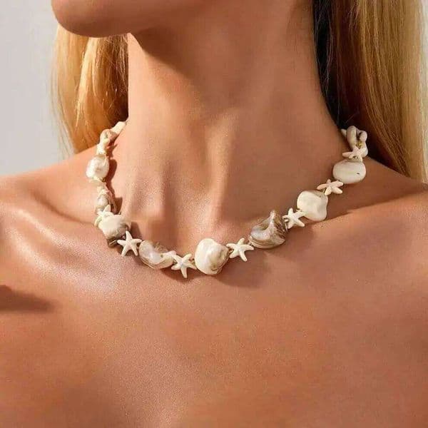 Ingemark Ocean Style Conch Starfish Splice Clavicle Chain Women Personality Irregular Geometry Acrylic Choker Necklace Jewelry