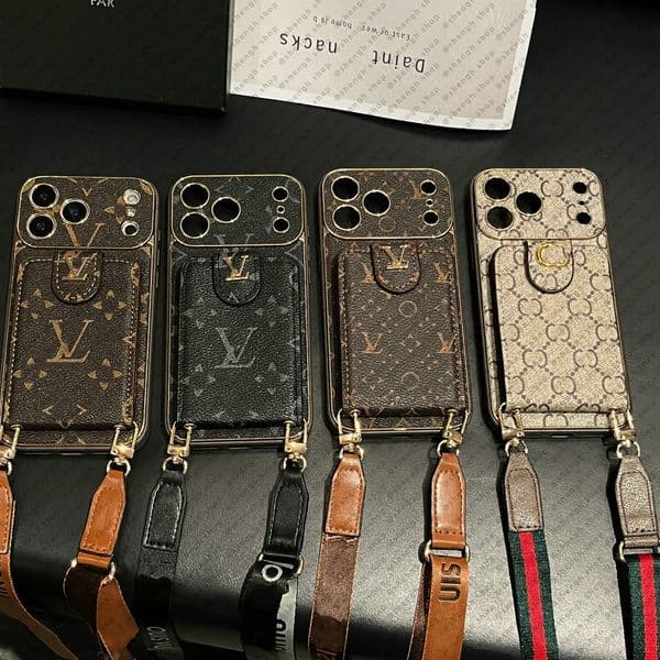 Luxury Phone Case Designer iPhone Case for iPhone 17 Pro Max 16 15 14 12 13 XS XR 8P 15 Plus Samsung S25 Ultra s24 s23 S22 Case Card Holder Zipper Bag Crossbody Wallet Cover