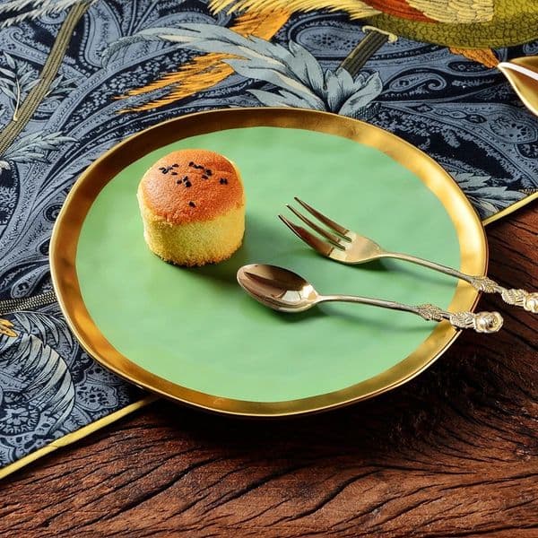 Nordic minimalist goldplated glazed ceramic dining plate food fruit flat Western 260605