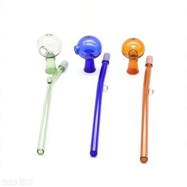 Wholesale Creative new Colorful 10mm Female Glass Oil Burner Pipe Thick heady Curved Bent Hand Tube Water Smoking glass tube Pipes for smoking with Dome nail