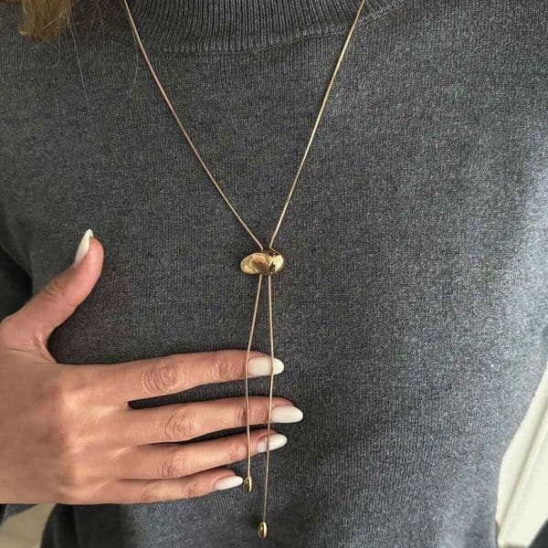 Ingemark Trendy Simple Adjustable Long Snake Bone Necklace Women Retro Geometric Baroque Pendant Sweater Chain New Jewelry