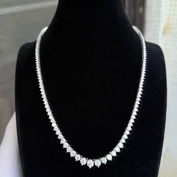 Three-claw Brilliant Cut Moissanite Geometric Womens Light Luxury Sterling Silver Rhodium Plated Tennis Chain Hip-hop Necklace