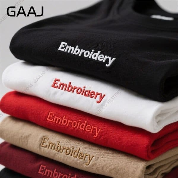 Embroidery Custom Premium T shirt 230gsm 100 CottonDIY Customize Text TeeDrop Fashion Men Women Clothing 260605