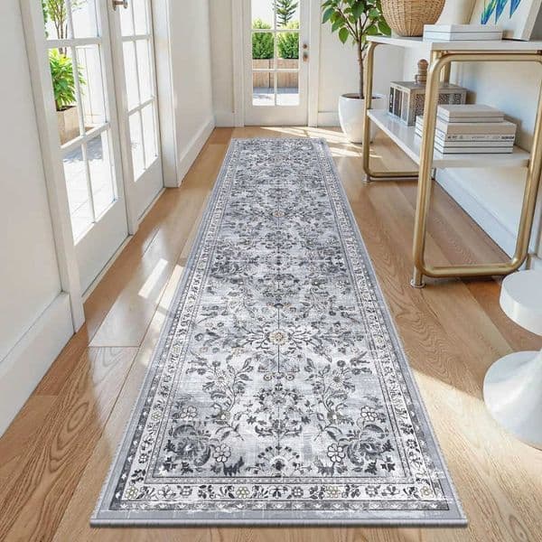 Vintage VIKAMA Distressed Floral Runner Rug Non Slip Washable Carpet for Bedroom Entryway Kitchen Farmhouse Indoor Floor Decor D260608