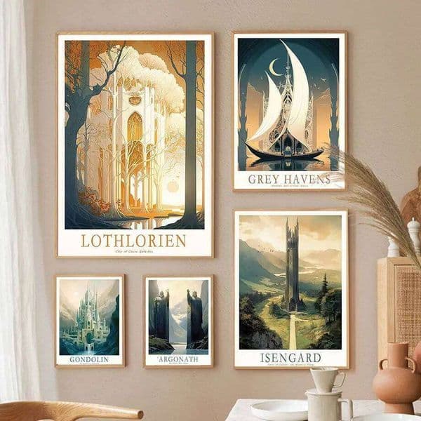 Ring Middle-Earth retro travel poster Dark Forest or Tank Tower movie Wall Art Canvas Painting Nordic Poster Living Room Decor 26L0608