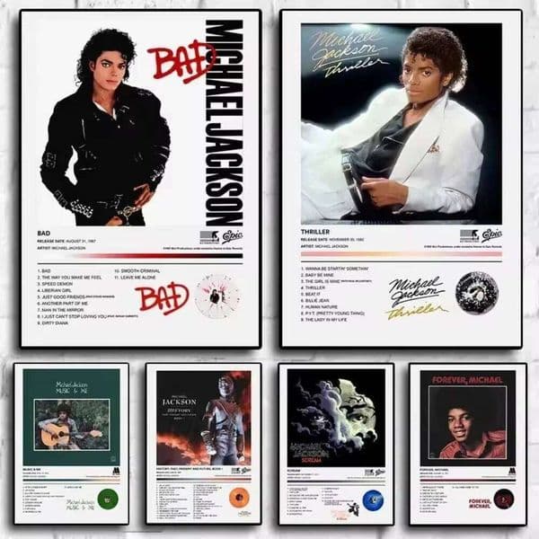 80s Pop Singer Michael Jackson Poster Aesthetics Music Album Cover THRILLER Scream Cat Canvas Print for Wall Art Home Room Decor 26L0608