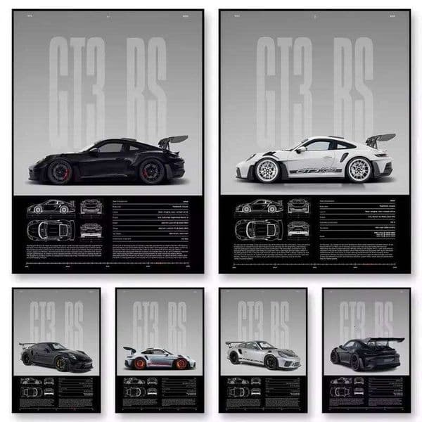 Minimalist Famous German Luxury Sports Car GT3-RS Supercar Poster Canvas Painting Wall Art Pictures Home Interior Decor 26L0608