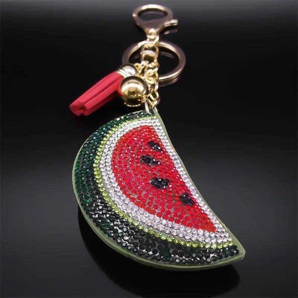 Watermelon Cute Fruits Keyrings for Women Men Gold Color Key Ring School Bag Pendant Accessories Jewelry porte clef S260608