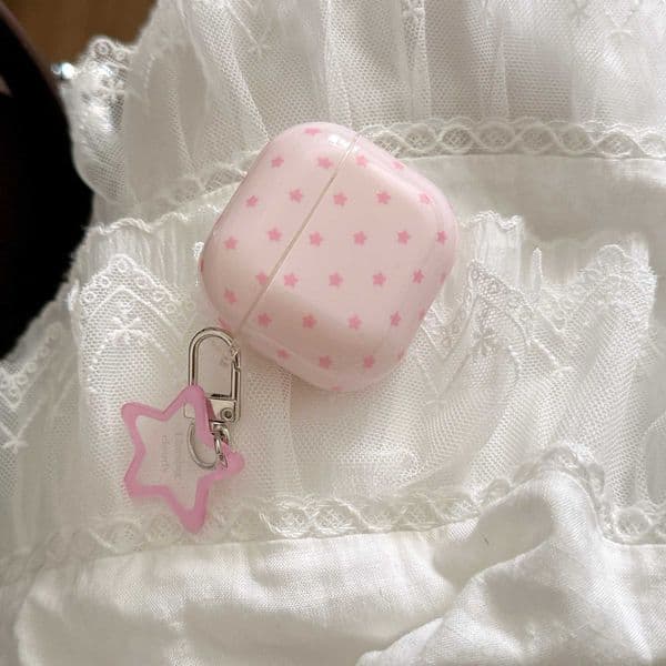 Cute Full-Screen Pink Star Pattern Earphone Case with Five-Pointed Star Pendant Suitable for AirPods 1 2 3 4 Pro Pro2 Pro3 L260608