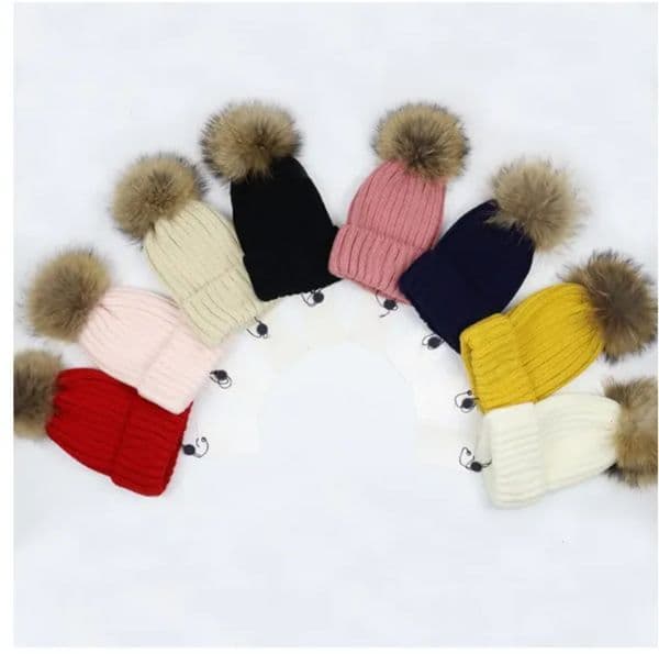 2026 Kid Hair baby hair clip cute Accessories Designer Hat Kids Cap Big Fur Poms Leisure Children Boy Girl Hats For Kid Caps Baby Solid Color Knitted Beanies Adult