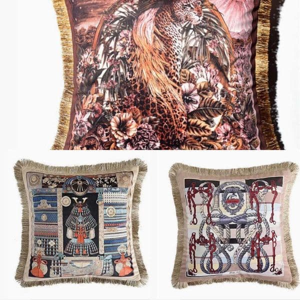 With New Pillow Case Tassel Cover Super Soft Veet Double-sided Printing Carriage Sign Horse Designer Sofa Cushion Covers Y260608
