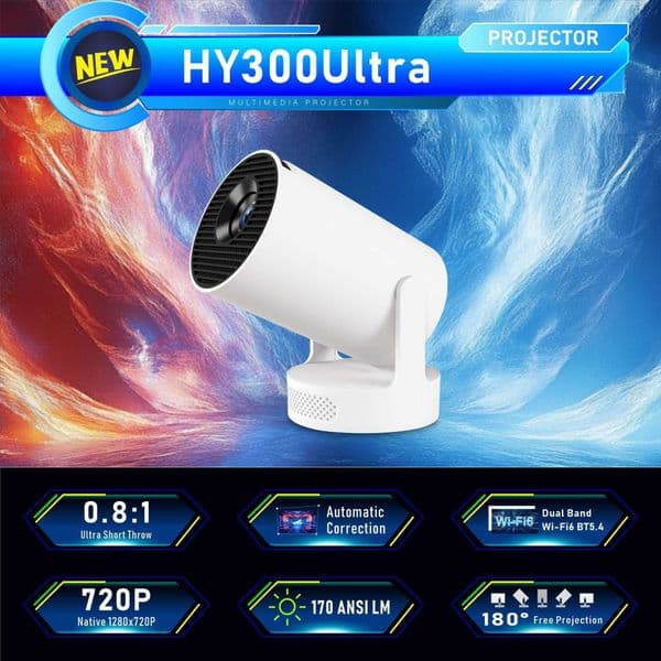 HY300Ultra Portable Smart Projector 720P H713 Android 11 LCD Projector HD 4K L260608