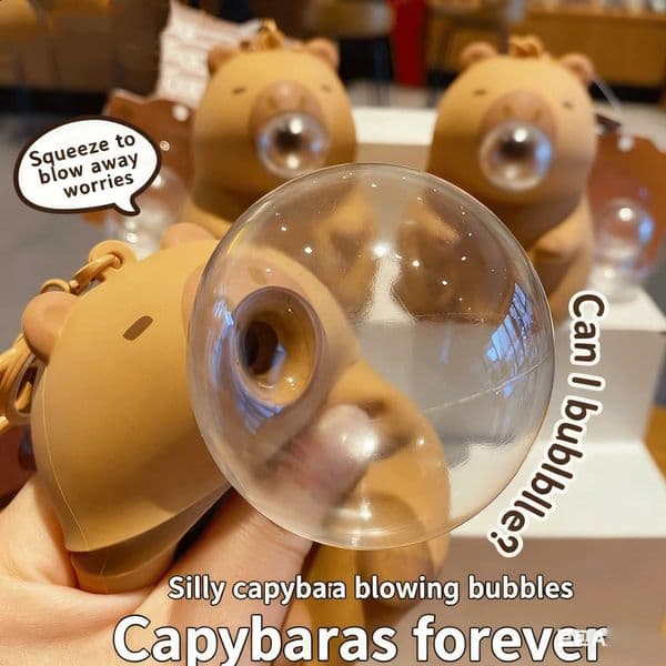 Bubble Kawaii Capybara Blowing Squeeze Fidget Pendant Toy Soft Knead Spit Bubble Anti-Tension Toy Schoolbag Hanging Ornament Z260608