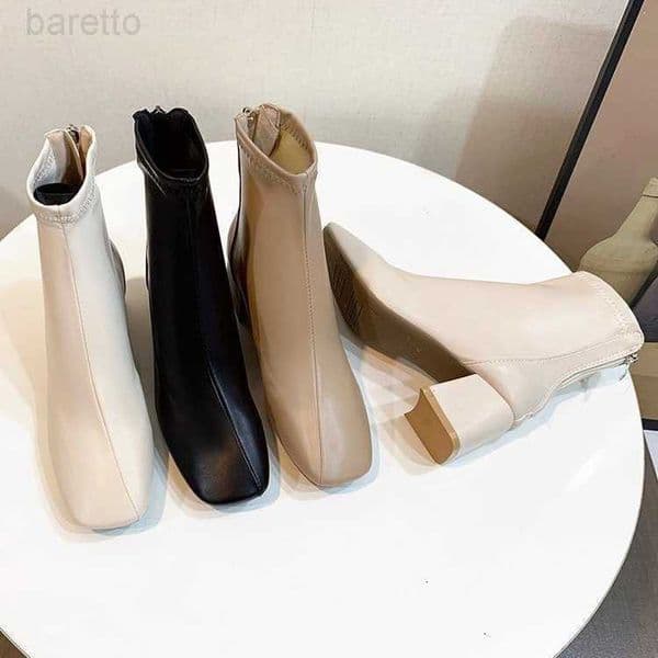 for Boots Solid Women Ankle Casual Block Heels Waterproof Boots Women Soft Leather Womens Ankle Boots Short Shoes A061R260608