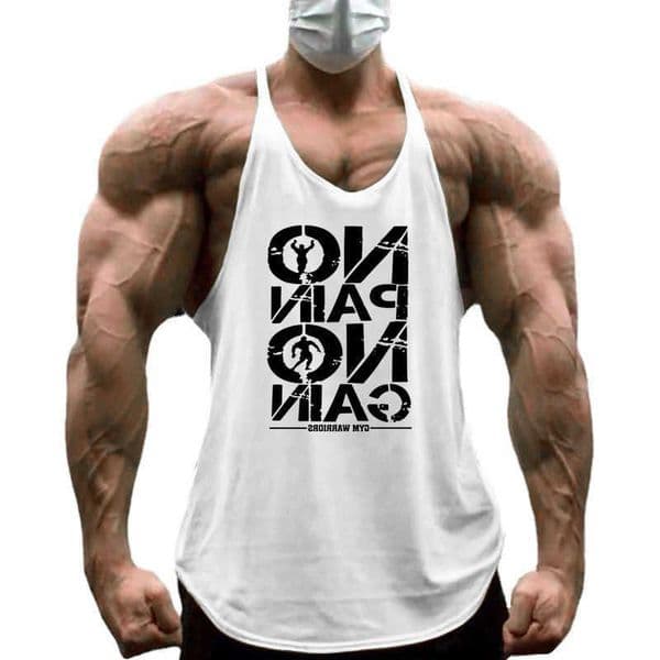 Gym NO PAIN NO GAIN Workout Clothing Bodybuilding Stringer Tank Top Men Cotton Vest Y Back Sleeveless Shirt Sports Singlets C260608