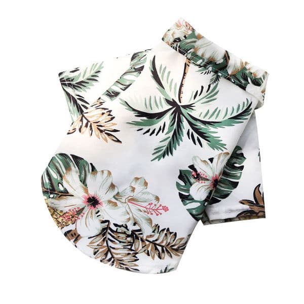Lightweight spring/summer pet clothing, coconut tree white shirt for small to medium-sized dogs and cats, pineapple dogs, and golden retrievers.