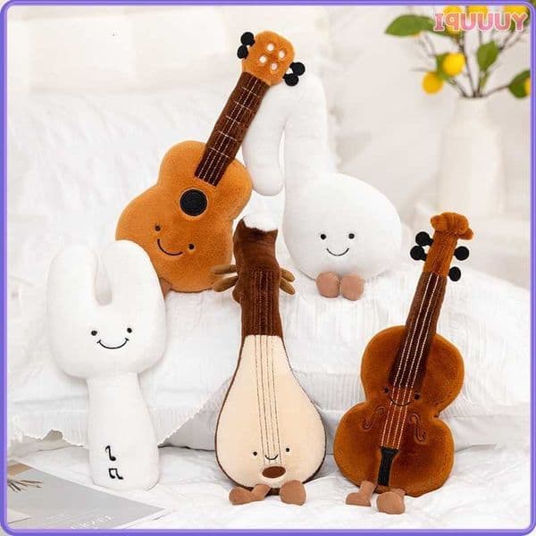 Toys Cute Musical Soft Plush Violin Guitar Pipa Tuning Fork Note Stuffed Doll Instrument Gift for Kid Music Lover Birthday Gifts M260608