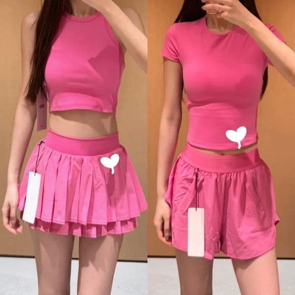 Designer Women's Yoga Shirt Paradise Pink Crew Neck Fitness Short Sleeves Crop Tank Tops Quick Dry Skin friendly T Shirts Workout Summer Shorts Women Tennis Skirts