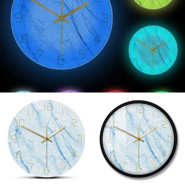 Marble Texture Printed Wall Clock Nordic Blue Home Decor Creative Living Room Clock Modern Simple Wall Art Silent Wall ClockM240731 Y260608